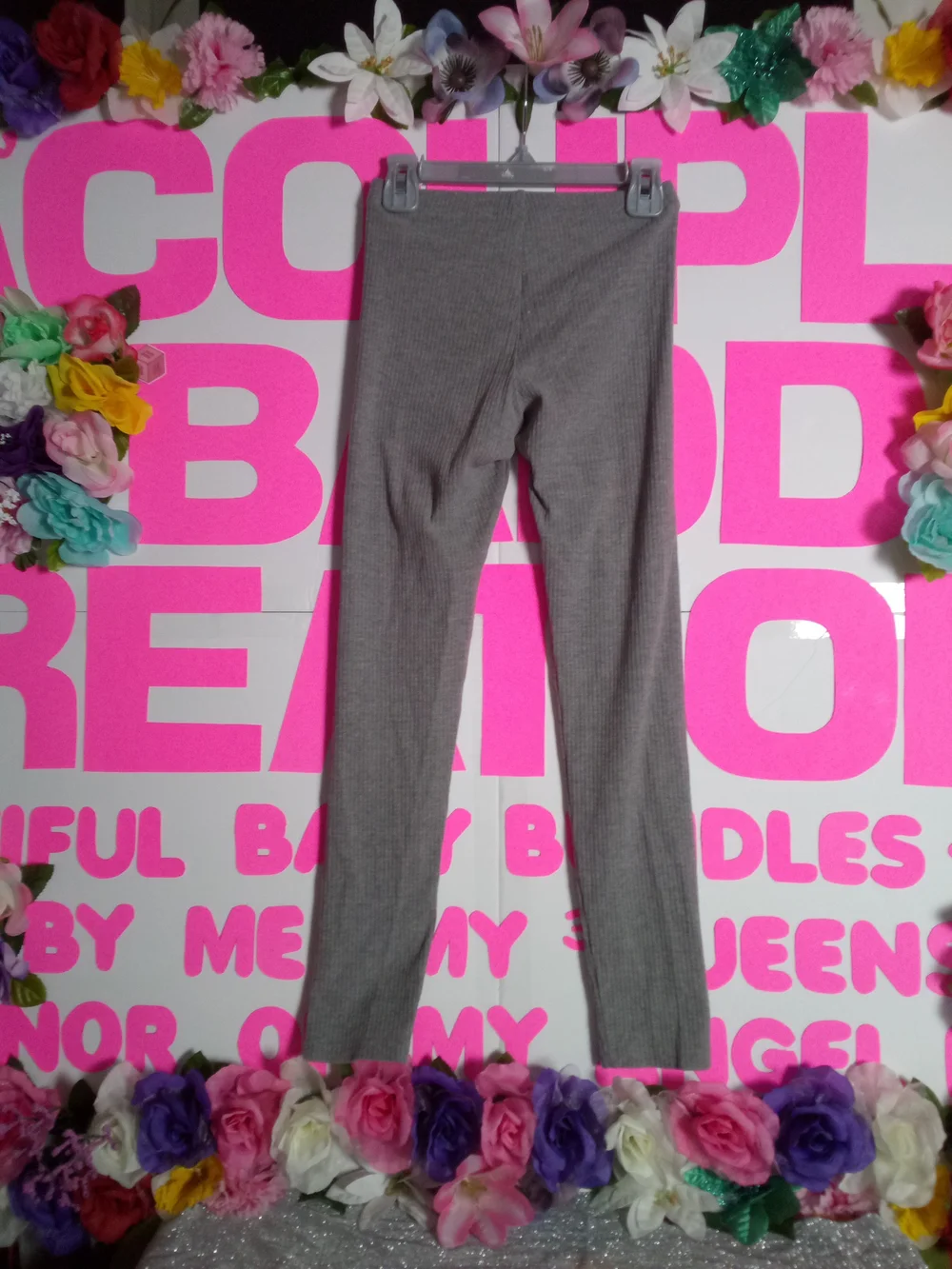 2-Pairs Of Old Navy Gray & Green Ribbed Kids Leggings